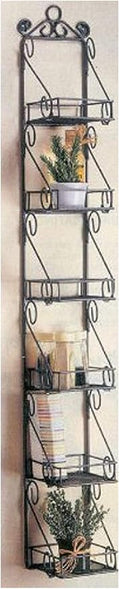 Spice Rack with 6 Metal Scroll Design Basket Shelves