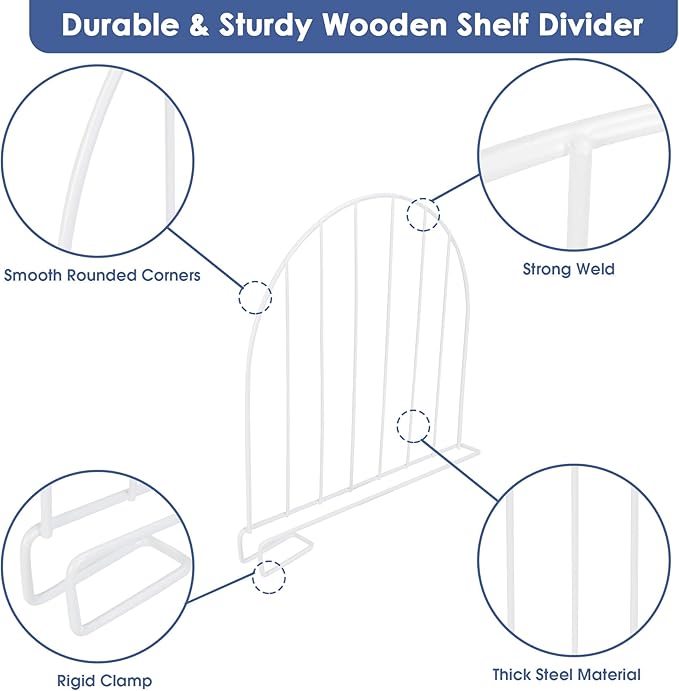 Closet Dividers, 8 Pack 12’’ Tall Shelf Dividers for Closet Organization, Metal Closet Organizer for Wood Shelves Separator for Purse Handbag Sweater Clothes Book Storage Wardrobe Kitchen Cabinet