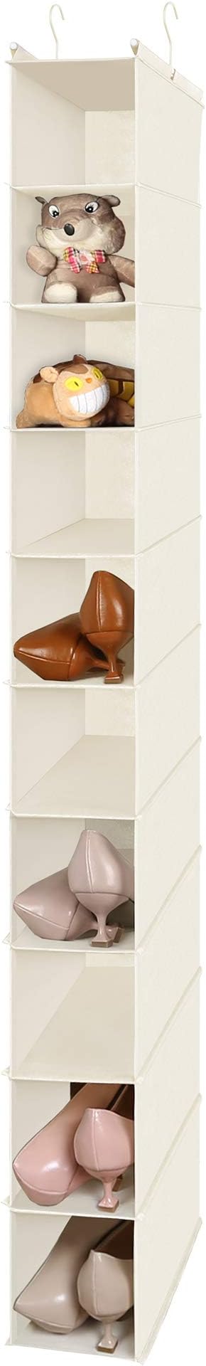 MAX Houser 10-Shelf Hanging Shoe Shelf Organizer, Hanging Shoe Storage for Closet (Beige)