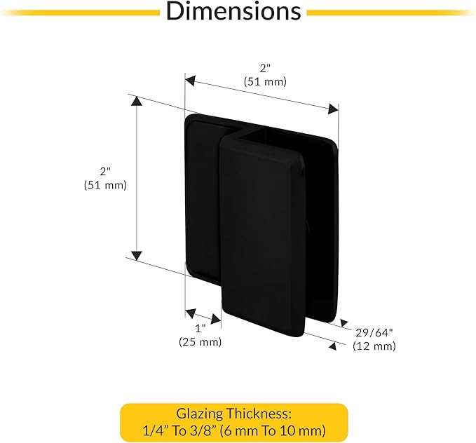 Brixwell Matte Black Beveled Frameless Shower Door Stop for Glass Thickness 1/4" to 3/8", Non-Slip Barrier, Stylish Modern Bathroom Accessory