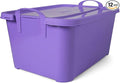 Life Story 12 Pack Light Duty Stackable Storage Bin, 55 Quart Home Organizer, Versatile Lightweight Locking Bins with Carrying Handles, Purple