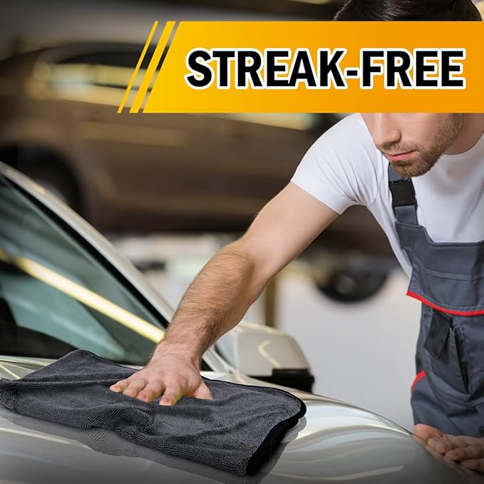 GLIMGLINT Car Drying Towel (36"x24"), Microfiber Towels for Cars Detailing, Ultra Absorbent Cleaning Cloth Without Streaks or Scratches, Fits for Cars, Trucks, Motorcycles, 600GSM