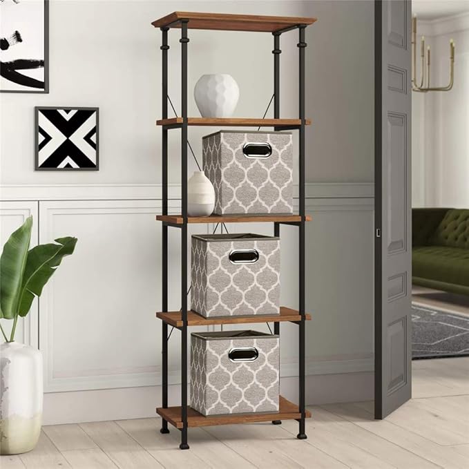 Baskets Storage Cubes 10.5 x10.5 x 11 Inch Cuibcle Baskets Brown Beige Cloth Storage Cubes Bins Foldable Fabric Storage Boxes Inserts Cube Drawers for Storage Organizer ,QY-SC08-3