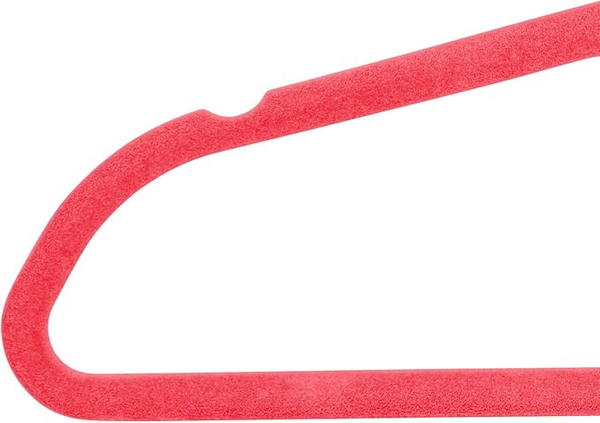 IRIS USA Non-Slip Velvet Clothes Hangers, Slim Space-Saving Design with Accessory Bar, Pink, Set of 10