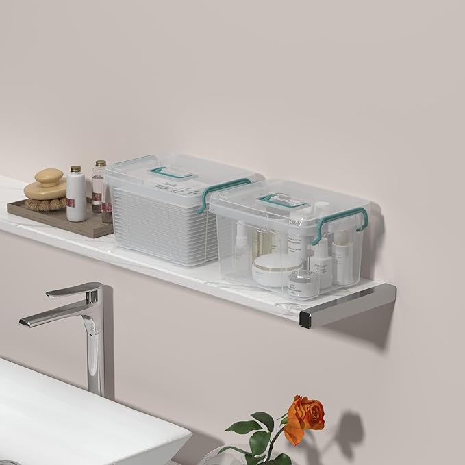 7 Pack Small Storage Bins Plastic Storage Container Stackable Box with Lids,with Handle Clear Plastic Container for Suitable for storing snacks, tools, cosmetics, toys