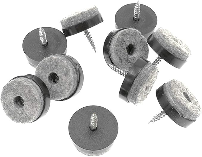 ALIMITOPIA 40pcs Screw-on Furniture Felt Pad Chair Glide Slider Hardwood Floor Protector for Wooden Leg Feet of Chair Table Furniture(Φ24mm or 0.95";Black)