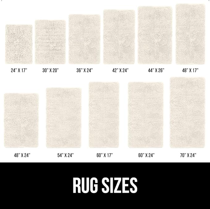 GORILLA GRIP Bath Rug Mat 30x20, Thick Soft Absorbent Chenille, Quick Dry Microfiber Mats, Rubber Backing Washable Shower Floor Rugs, US Designed Bathroom Bathmat Home Decor Accessories, Ivory Cream