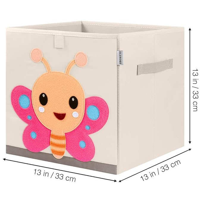 CLCROBD Foldable Animal Cube Storage Bins Fabric Toy Box/Chest/Organizer for Kids Nursery, 13 inch (Butterfly)