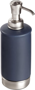 iDesign Hand Soap Dispenser for Bathroom or Kitchen - Refillable Soap Pump Bottle - Navy Blue/Brushed Nickel