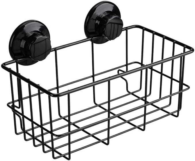 SANNO Suction Cup Shower Caddy Adhesive Deep Bathroom Basket Bath Organizer Kitchen Storage Basket for Gel Holder Bathroom Storage Shampoo, Conditioner,Stainless Steel