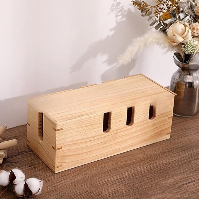 Extra Large Cable Management Box, Wood Cord Hider Box & Organizer for Power Strip, TV Wires & Set-Top Boxes and Electronic Accessories(light brown)