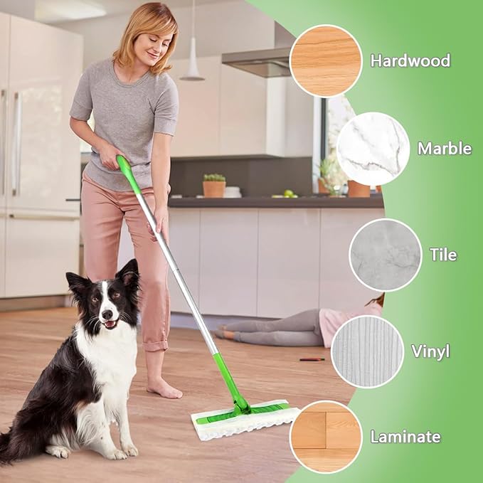 GLIMGLINT Heavy Duty Dry Sweeping Cloths for Floor Cleaning Pet Hair Removal Compatible with Swiffer Sweeper Mop, Mop Pads Refills, Disposable and Unscented, 100 Count