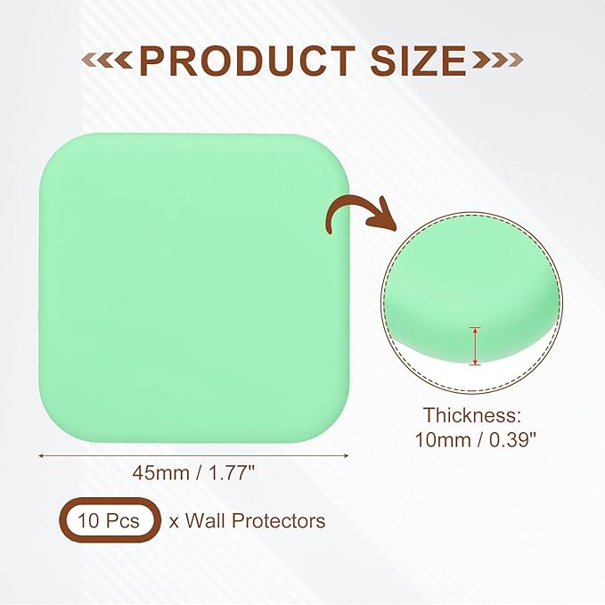 PATIKIL 10Pcs Door Knob Wall Protector, 1.8" Square Silicone Door Stoppers Self Adhesive Handle Bumper Cushion Pad Quiet Wall Protector for Fridge Home Office, Green(0.4" Thickness)
