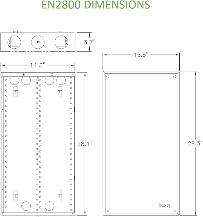 Legrand - OnQ 28 Inch Cable Management, In-Wall 20-Gauge Media Box, Structured Wiring Enclosure with 2.5 Inch Openings for Wires, Includes Cover Mounting Hardware, White, EN2800