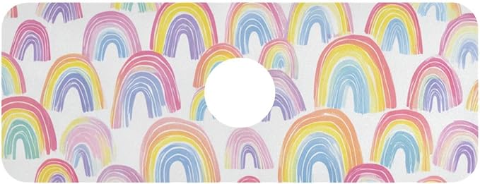 Kitchen Sink Splash Guard 1 PC 14.7 Inch Sink Faucet Mat Splash Guard for Bathroom Countertop Water Absorbent Foldable Cuttable Soft Washable Gradient Cute Rainbows