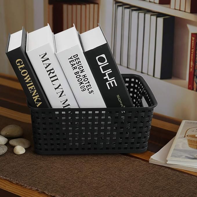 Multi-Colored Plastic Storage Baskets, Office Drawer Organizer Baskets, 6 Packs, F