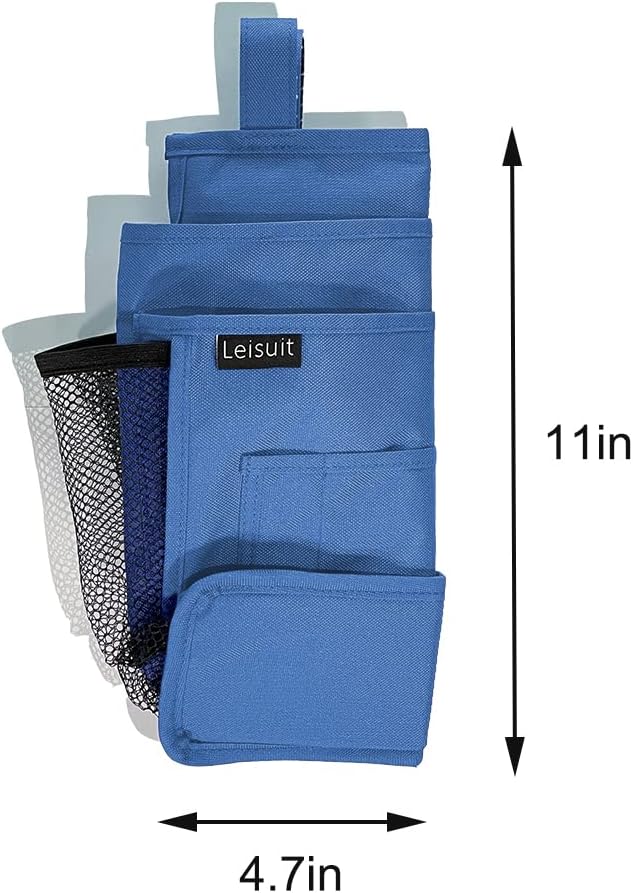 LEISUIT Hanging Storage Bag Bedside Organizer, Bunk Bed Organizer, 7 Pockets, Blue
