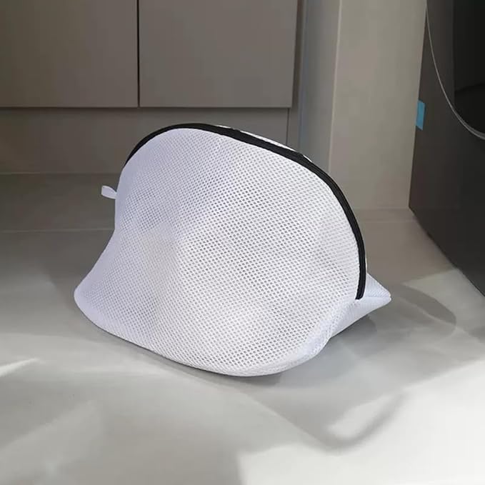 2Pcs Mesh Laundry Shoe Bag for Washing Machine, White with Black Trim, Protective Wash Bag (2, Large)