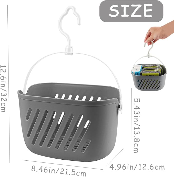 Hanging Shower Caddy Basket Plastic Hanging Shower Caddy with Hook Portable Kitchen Organizer Storage Basket for Bathroom Kitchen Pantry Bathroom Dorm Room（Grey）
