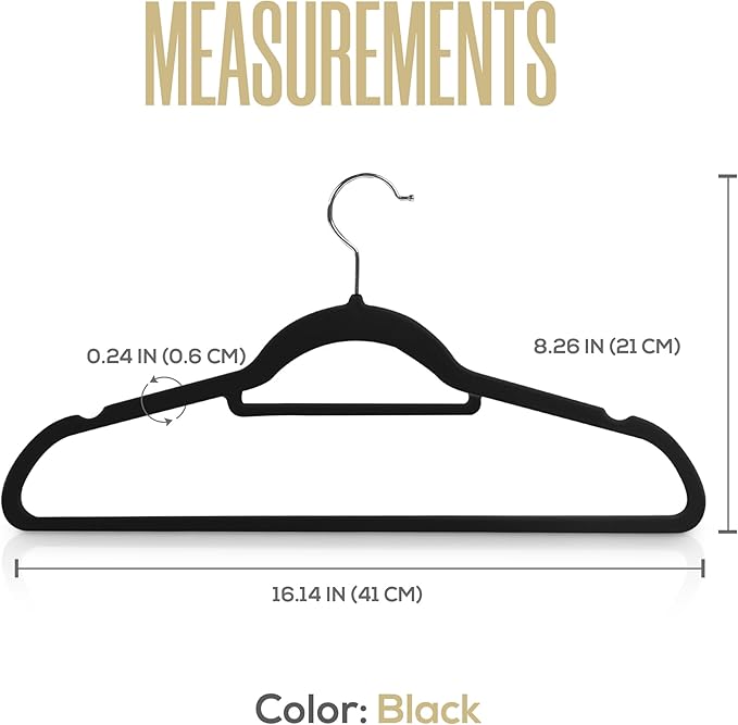 Utopia Home Premium Velvet Hangers 150 Pack - Non-Slip Clothes Hanger with Tie Bar - Black Hangers with 360 Degree Rotatable Hook - Heavy Duty Coat Hanger