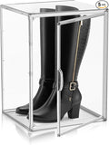 Tall Boot Storage Box 5 Pack, XX-Large Acrylic Shoe Box Sneaker Display Case 11.4'' x 9.8'' x 15.3'' Protection Organizer for Collectibles Clear Plastic Stackable Handbag Organizer with Magnetic Lids