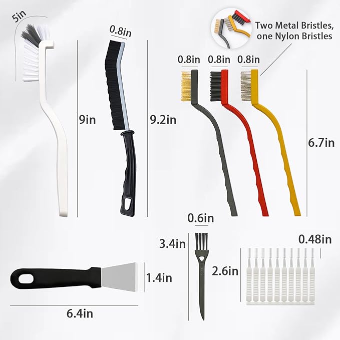 20-Piece Crevice Cleaning Brush Set - Multifunctional Kit with Precision Brushes, Scraper&Shower Cleaner Brush for Car, Kitchen, Bathroom, Grout, Sink, Cup, Teapot, Bottle, Blender, Corners &More