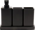 Bathroom Accessories Set, 4 Pcs Bathroom Accessory Set, Soap Dispenser, Toothbrush Holder, Qtip Holder Set, Bathroom Sets Complete, Bathroom Sink Set for Modern Home,Matte Black