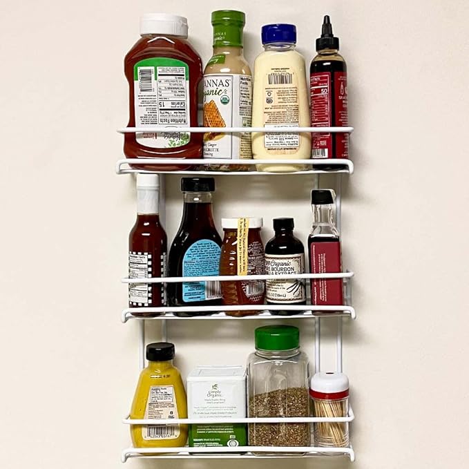Evelots 2 Pack 3-Tier Spice Rack-Door/Wall Mounted-Sturdy Coated Metal-Up to 36 Bottles