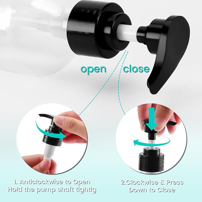 Teyssor Empty Pump Bottle Dispenser Clear 2 Pack 150ml/5oz Plastic Liquid Soap Dispensers, BPA-Free Refillable Container for Essential Oil Shampoo Lotion