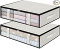 StorageRight Under Bed Storage Bins, 2-Pack 40L Foldable Fabric Storage Bags with Transparent Window, Breathable Organizer for Clothes/Blanket/Comforter/Quilt, White