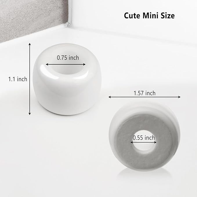 SheeChung Mini Ceramic Toothbrush Holder, Small Handmade Couple Toothbrush Stand for Bathroom Vanity Countertop Travel Camper, Bathroom Organizers and Storage, 2 Pack, White