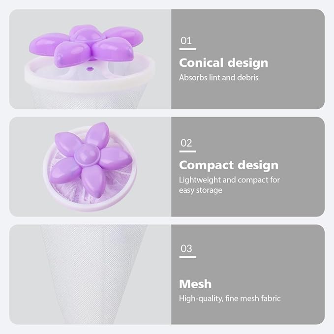 2026 Upgraded Lint Catcher for Washing Machine， Pet Hair Remover for Laundry，Washing Machine Pet Hair Remover & Lint Catcher, Reusable Laundry Hair Filter for Pet-Loving Families;(Petal Color Mixing)