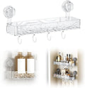 PVZXR Corrugated Suction Cup Storage Holder, 2026 New Movable Shower Shelf Suction Cup,Shower Caddy Large Capacity Bathroom Organizer,No-Drill Wall-Mounted Storage Shelf (Clear)
