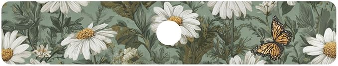 Kitchen Sink Splash Guard 1 PC 30 Inch Sink Faucet Mat Splash Guard for Bathroom Countertop Water Absorbent Foldable Cuttable Soft Washable Summer Daisy Butterfly Green