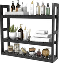 Domax Bamboo Bathroom Shelf 3-Tier Wall Mount Storage Rack Multifunctional Adjustable Layer Free Standing Over Toilet Utility Shelves Living Room Kitchen (Black)