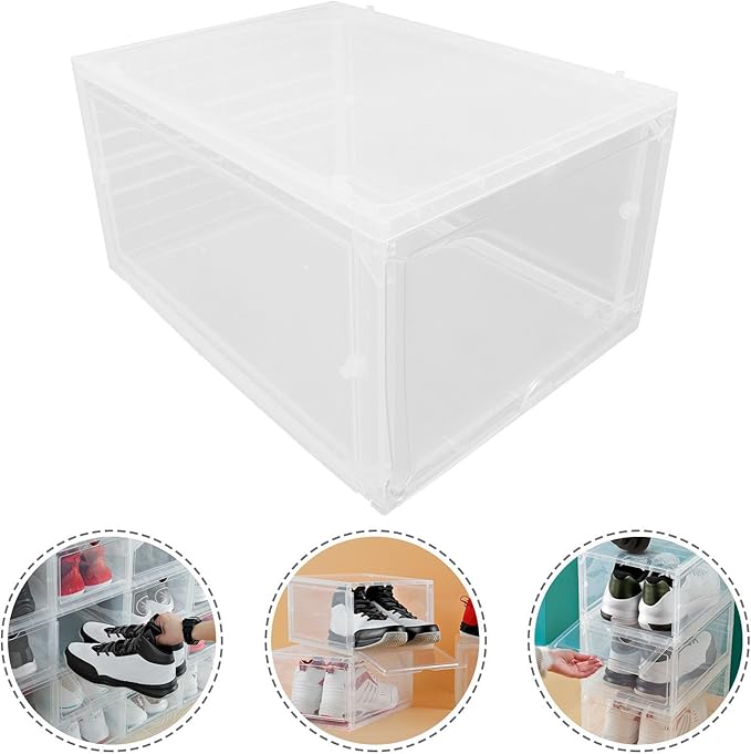 Ciieeo Basketball Shoe Storage Box Sneaker Organizer 34x25x18.2cm Plastic Basketball Shoe Organizer for Closet
