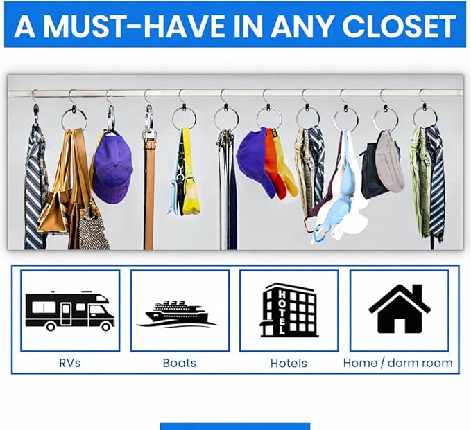 Rolly Hanger® Closet Space Saver – Premium Rotating Aluminum Organizer for Belts, Ties, Hats & Handbags – Heavy Duty 360° Swivel – Declutter & Maximize Storage (1 Pack)