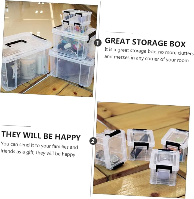 PRETYZOOM 8pcs Mini Storage Boxes Transparent Household Storage Containers for Toys Sundries and Design for Organizing
