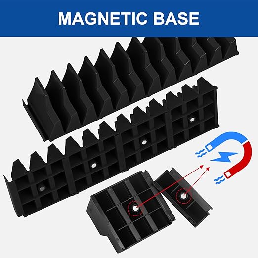 42-Tool Magnetic Wrench Organizer, Tool Box Organizer, Wrench Holder for Tool Drawer Storage - Wrench Rack with Metric & SAE Label. Gift for Father, Brother and Boyfriend (Black)