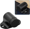 Floor Mount Door Stopper, Heavy Duty Door Stop Flat Black Doorstop with Rubber Bumper & Stainless Steel Screws, 1.06 Inch Height