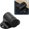 2pcs Floor Mount Door Stop, Matte Black Door Stoppers Heavy Duty Doorstop with Rubber Bumper & Stainless Steel Screws