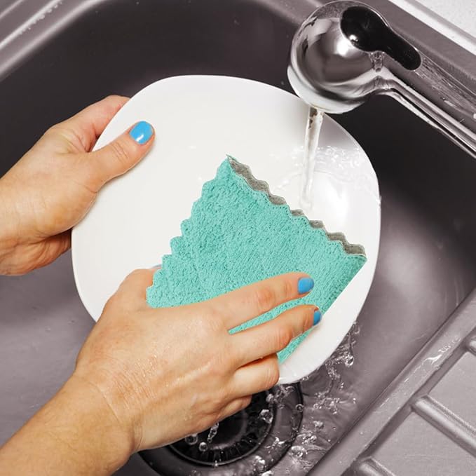 Kitchen Dish Cloths 10-Pack Microfiber Cleaning Cloths Water Absorbing Washcloths for Dishes Glassware and Countertop Cleaning