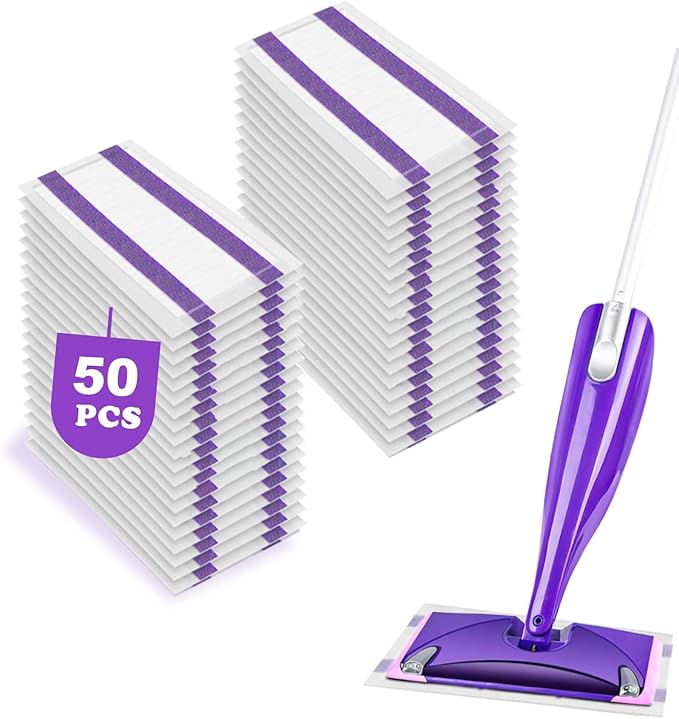 50 Pack Wet Jet Refill for Swiffer WetJet Mop - Wet Jet Pads for All-Purpose Multi Surface Hardwood Floor Cleaning, for Swiffer Wet Pads Refill, Super Absorbent | Strong Stickiness