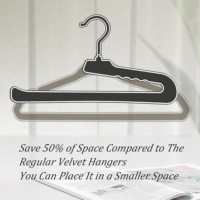 Velvet Pant Hangers Open End, 16 Pack Non Slip Non Crease Felt Slack/Jeans Trouser Hangers,Slim & Sleek Heavy Duty Space Saving Closet Hanger with 360° Swivel Hook (Gray)