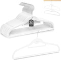 Velvet Stackable Hangers 30 Pack, STOPKLAS White Clothes Hangers Non Slip Felt Hangers with 360° Swivel Hook, Thin Hanger Space Saving, Heavy Duty Closet Hanger for Clothes, Coats, Suits, Dress, Pants