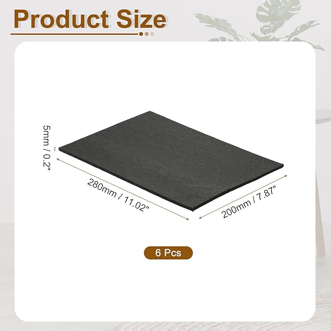 uxcell Felt Furniture Pads, 6Pcs 11.02" x 7.87" Adhesive Backed Felt Non-Slip Anti-Scratch Chair Leg Protectors for Protecting Hardwood Floor, Black