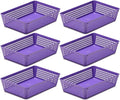 YBM Home 6-Pack Plastic Storage Baskets Bins for Home Junk Drawer, Shelves, and Office Organization, Functional Trays/Containers Great for Kitchen Pantry, Cabinets, Bedrooms, and Bathrooms, Purple