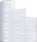 DUMOS Clear Shoe Storage Boxes, 12-Pack Plastic Stackable Shoe Containers with Lids, Display Sneaker Case Organizer for Closet, Under Bed, Entryway,White (Fit Size 11)