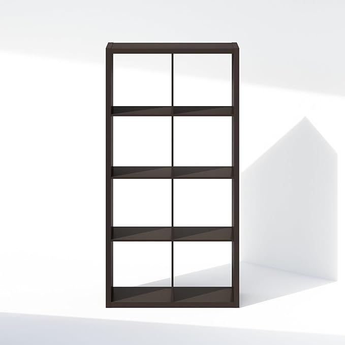 Furinno Cubic Closet Organizers and Storage, 8-Cube Closet Organizer, Open Shelf Closet Storage, Extra Thick Frame for Wardrobe, Bedroom, Living Room, Dark Oak