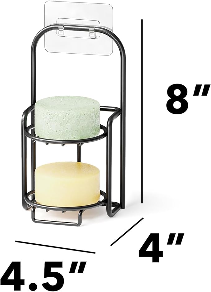SpaceAid 2 Tier Shampoo Bar Holder for Shower, Self Draining Soap Bar Holders Caddy for Bathroom Wall and Kitchen Sink, Shampoo Bar Dish Rack, Stainless Steel Bar Soap Holder (Black)